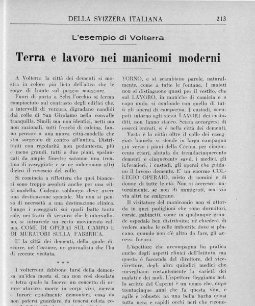 Manicomio di Volterra - Manicomio di Volterra Terra e lavoro nei manicomi moderni Leducatore della Svizzera italiana 1934 1 scaled - manicomio di volterra