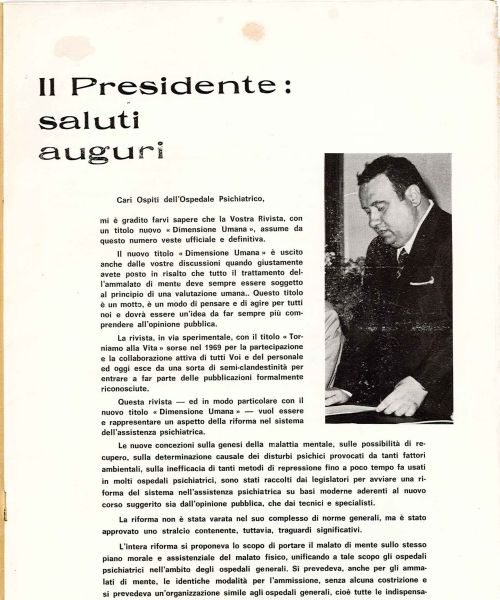 Manicomio di Volterra - Manicomio di Volterra Il Presidente: saluti auguri
