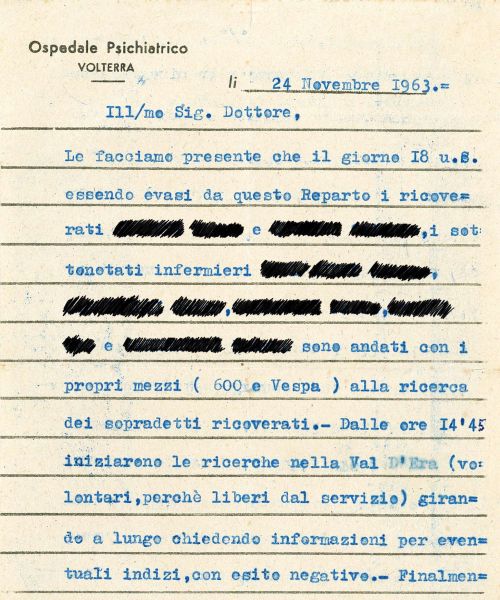 Manicomio di Volterra - Manicomio di Volterra Rapporto sulla ricerca degli evasi