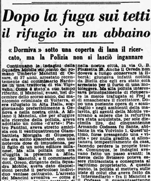 Dopo la fuga sui tetti il rifugio in un abbaino (1950) - ritaglio