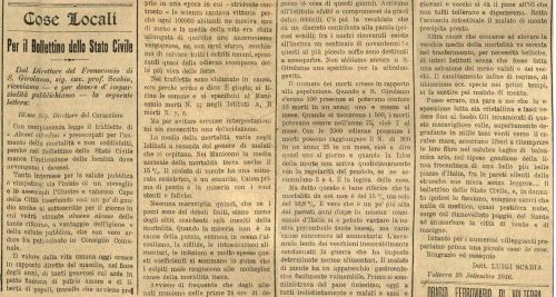 Cose Locali – Per il Bollettino dello Stato Civile (1916)