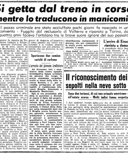 Si getta dal treno in corsa mentre lo traducono in manicomio