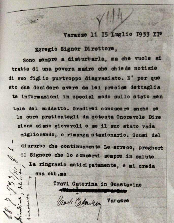 Lettera madre Vincenzo Guastavino Lettera madre Vincenzo Guastavino