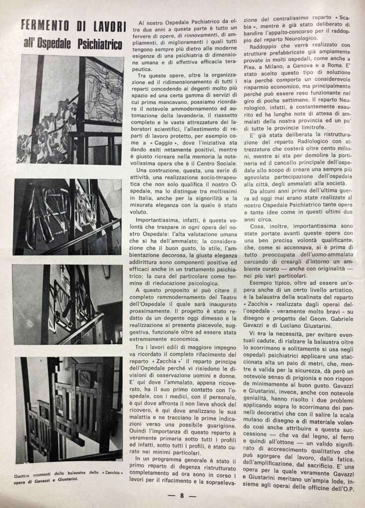 Fermento di lavori all'Ospedale Psichiatrico (1972) - Manicomio di Volterra L'articolo originale "Fermento di lavori all'Ospedale Psichiatrico (1972)"
