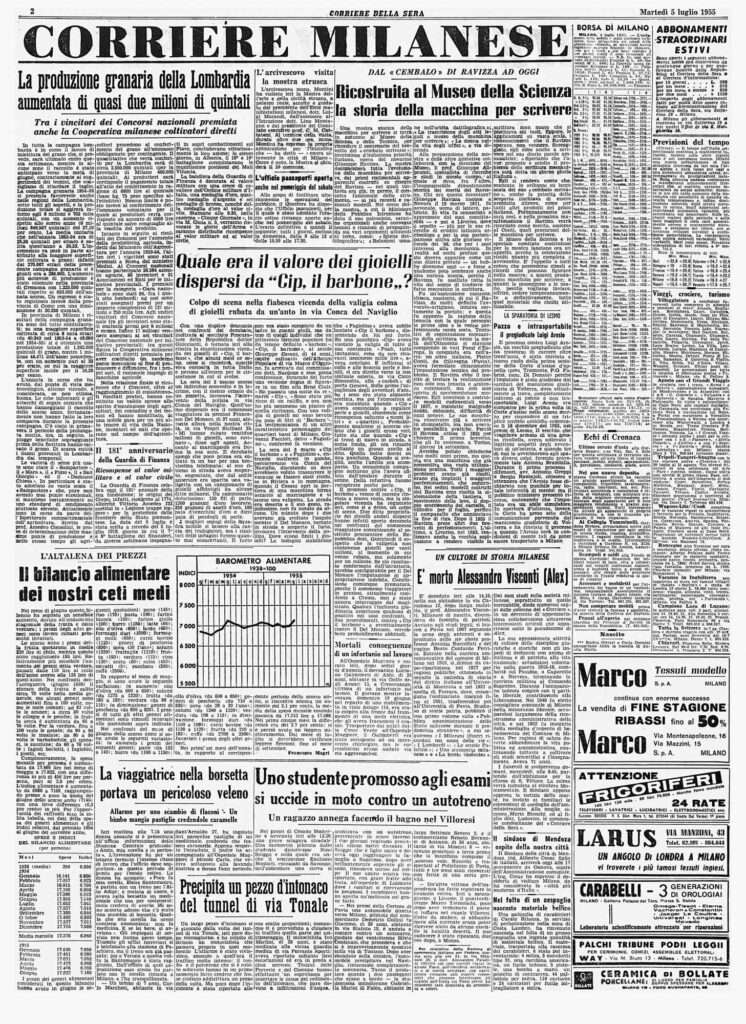 La sparatoria di Lesmo - Manicomio di Volterra la sparatoria di Lesmo, Pagina del Corriere Milanese 5 luglio 1955