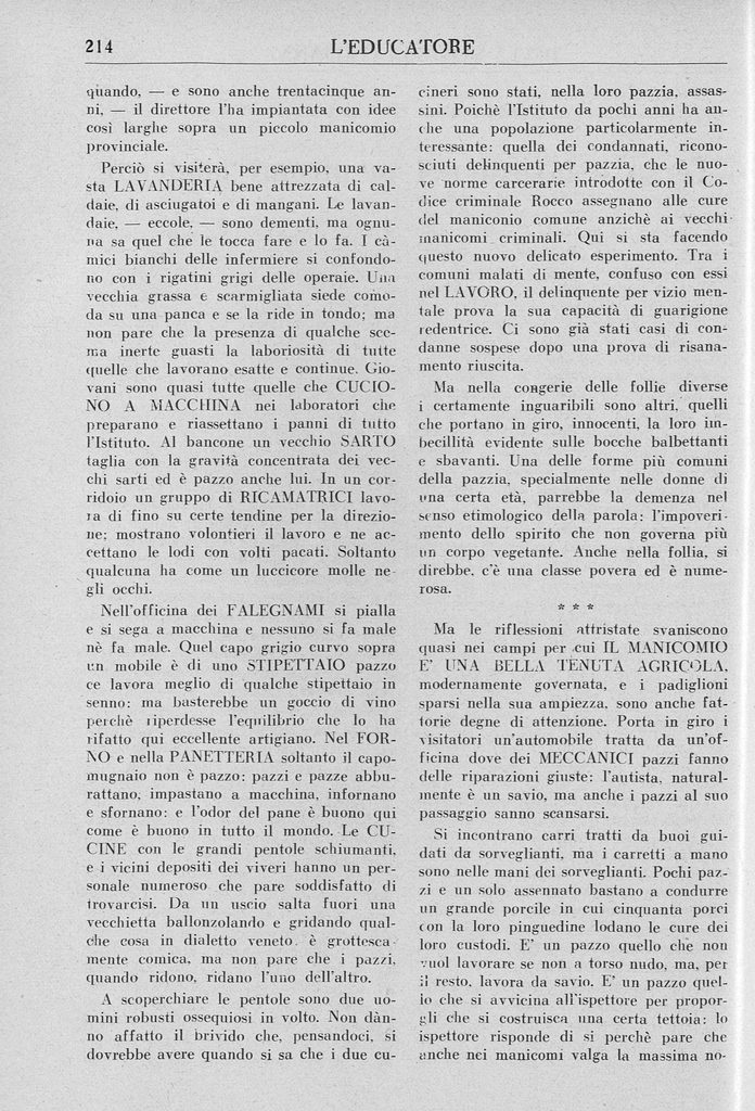 Terra e lavoro nei manicomi moderni Leducatore della Svizzera italiana 1934 2 - Terra e lavoro nei manicomi moderni