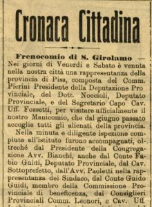 Cronaca cittadina - Frenocomio di S.Girolamo