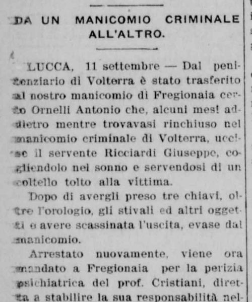 Da un manicomio criminale all'altro