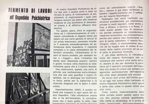 L'articolo originale "Fermento di lavori all'Ospedale Psichiatrico (1972)"