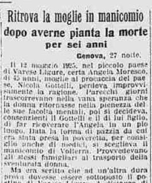 Ritrova la moglie in manicomio