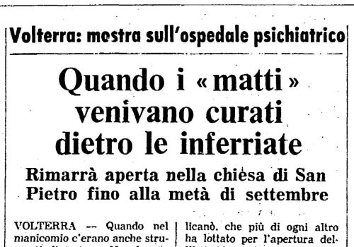 Volterra mostra sull'ospedale psichiatrico