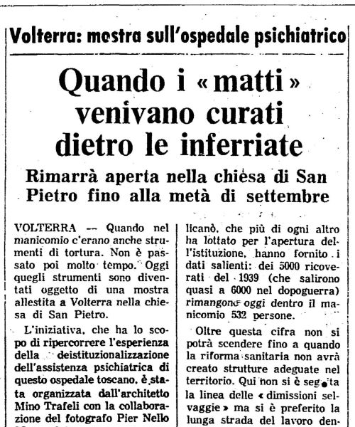Volterra mostra sull'ospedale psichiatrico