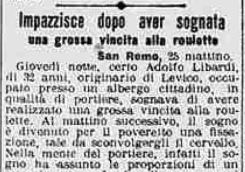 Impazzisce dopo aver sognata una grossa vincita alla roulette