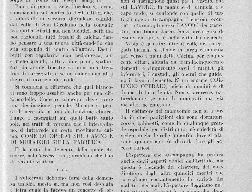 Terra e lavoro nei manicomi moderni - L'educatore della Svizzera italiana - 1934