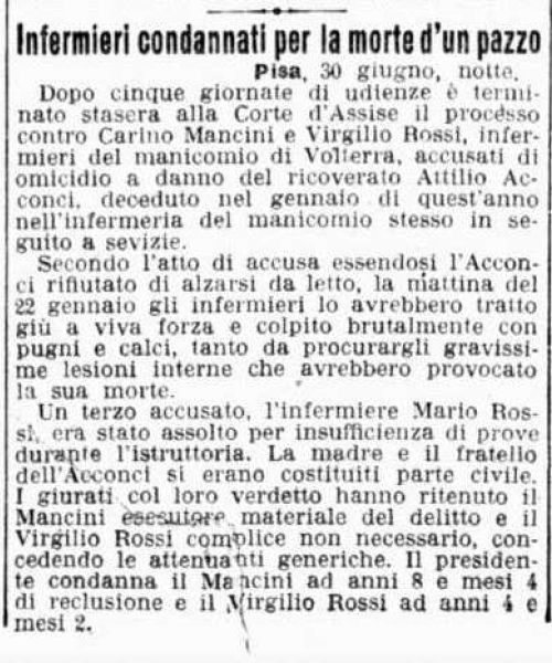 infermieri condannati per la morte di un pazzo