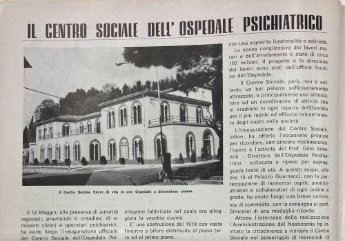 Il centro sociale dell'Ospedale Psichiatrico