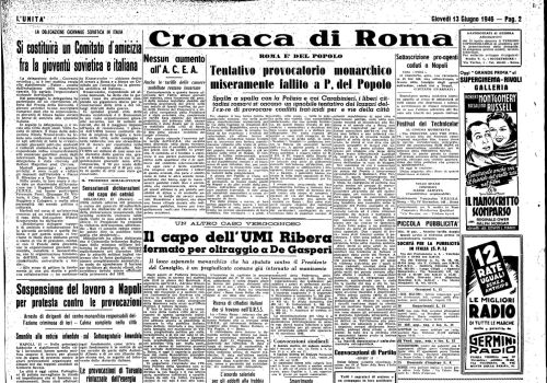 Il capo dell' UMI Ribera fermato per oltraggio a De Gasperi