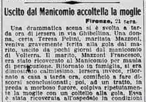 uscito dal manicomio accoltella la moglie