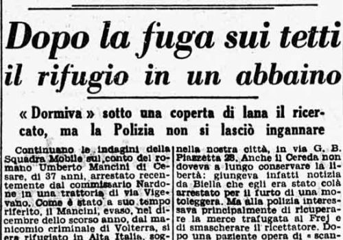 Dopo la fuga sui tetti il rifugio in un abbaino (1950) - ritaglio