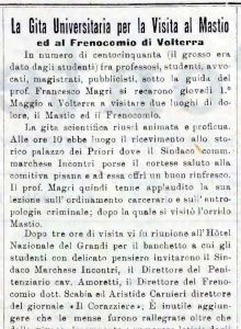 La Gita Universitaria per la Visita al Mastio ed al Frenocomio di Volterra