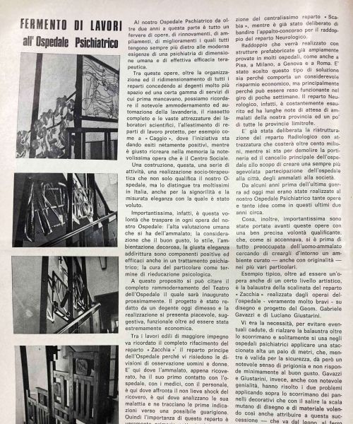 L'articolo originale "Fermento di lavori all'Ospedale Psichiatrico (1972)"